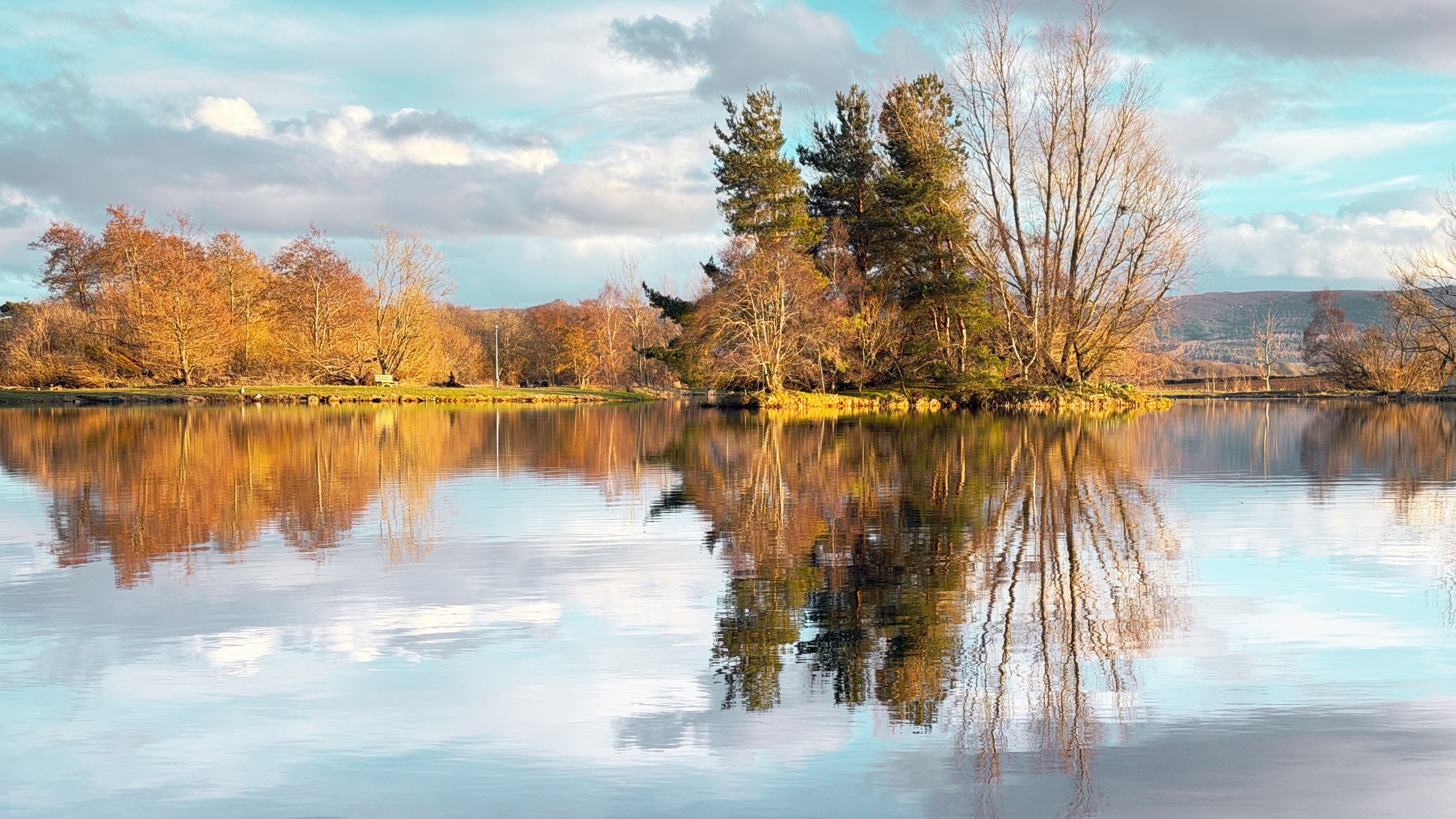 Autumn reflections on Loch Insch, Aberdeenshire